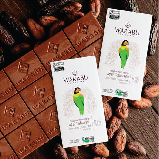 Chocolate Orgânico 61% Cacau Meio Amargo Açaí Liofilizado 70gr