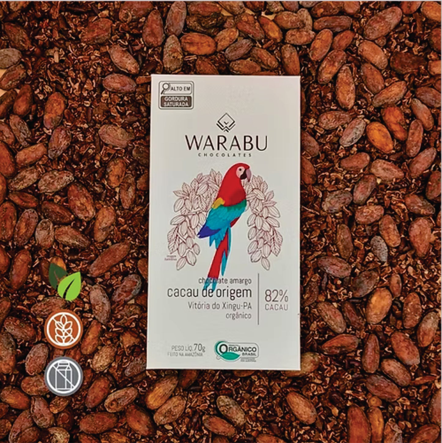 Chocolate Orgânico 82% Cacau Amargo Cacau De Origem Vitória Do Xingu – PA 70gr