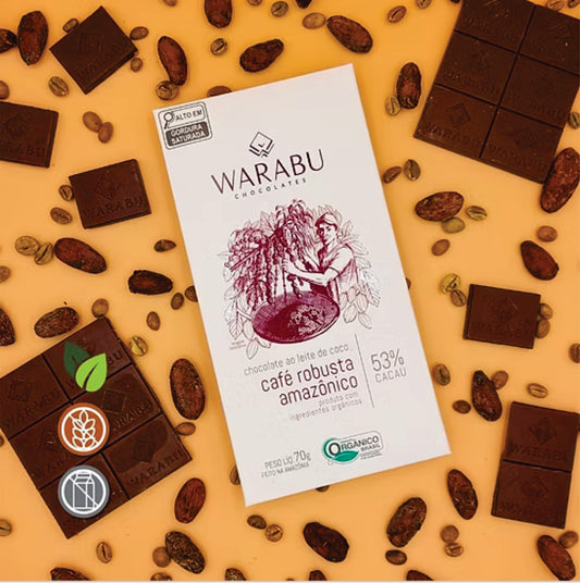 Chocolate Orgânico 53% Cacau Ao Leite De Coco Café Robusta Amazônico 70gr