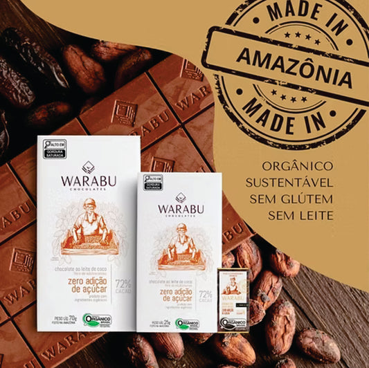 Chocolate Orgânico 72% Cacau Ao Leite De Coco Zero Adição De Açúcar 70gr