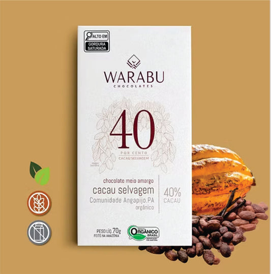 Chocolate 40% Cacau Selvagem Orgânico Comunidade Angapijo – PA 70gr