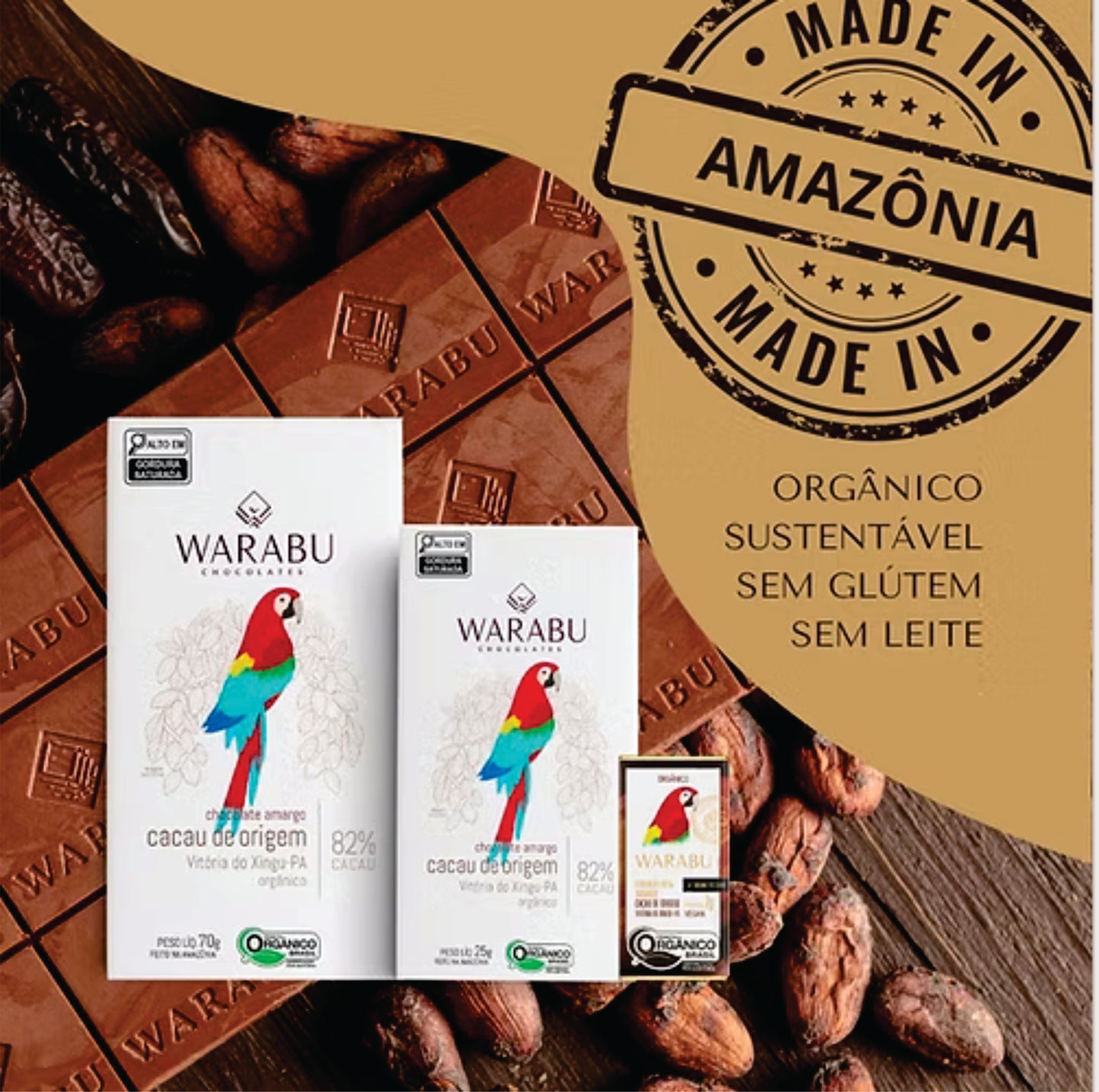 Chocolate Orgânico 82% Cacau Amargo Cacau De Origem Vitória Do Xingu – PA 70gr
