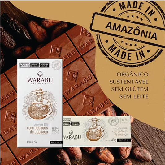 Chocolate 60% Cacau com Pedaços de Cupuaçu 70gr