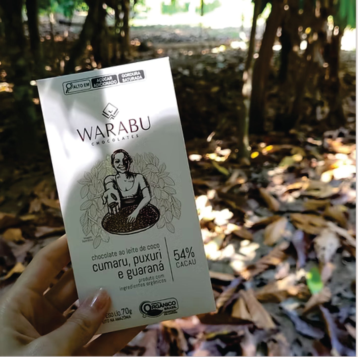 Chocolate Orgânico 54% Cacau Ao Leite De Coco Cumaru + Puxuri + Guaraná 70gr