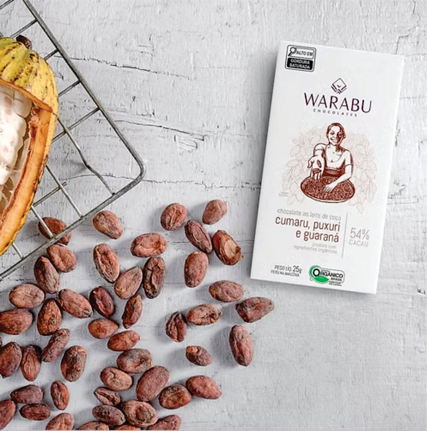 Chocolate Orgânico 54% Cacau Ao Leite De Coco Cumaru + Puxuri + Guaraná 70gr