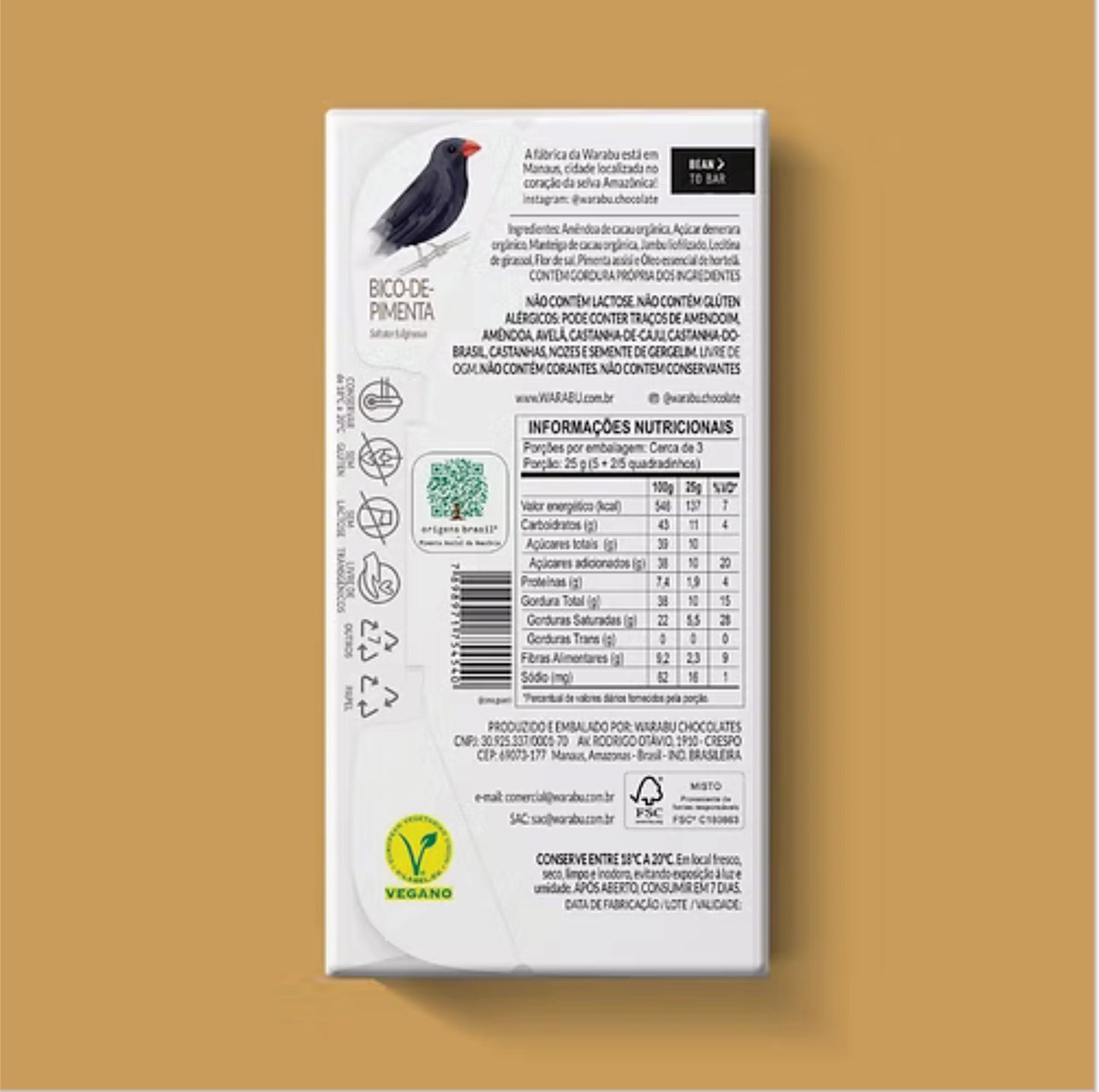 Chocolate 60% Cacau - Jambu e Pimeta Assisi 70gr